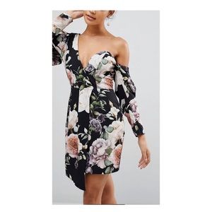 ASOS Cocktail Mini Dress in Dark Floral Print